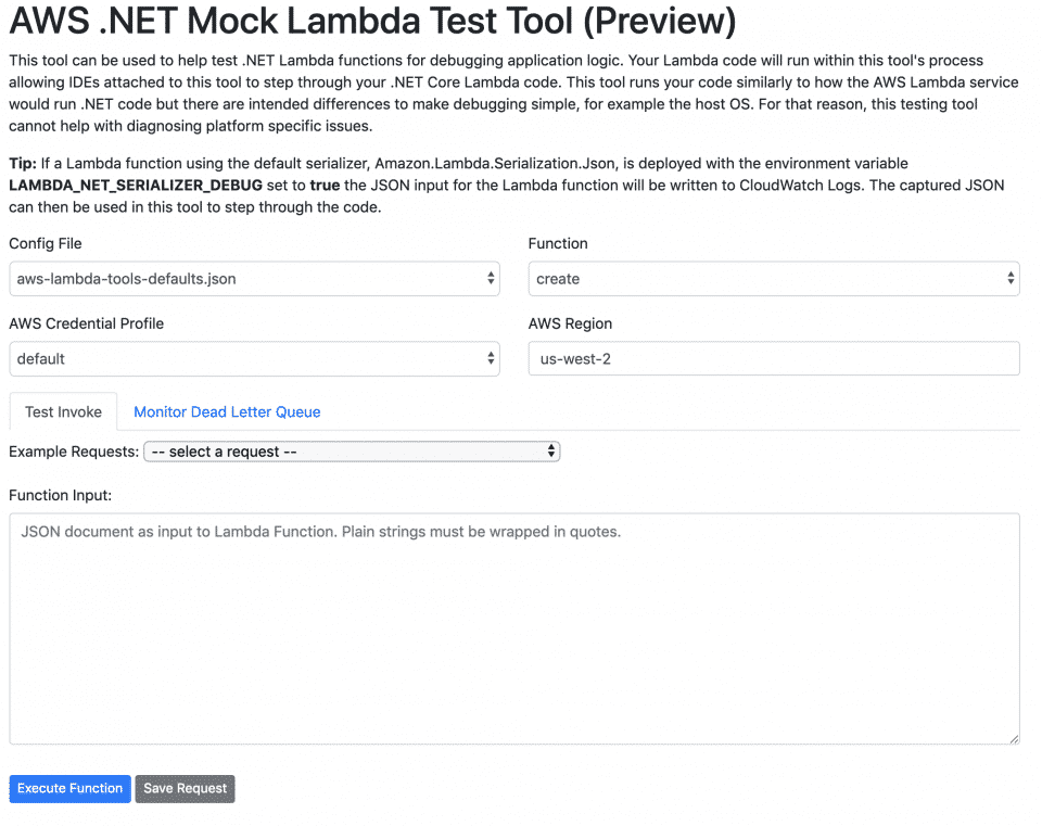 Test .NET Core AWS Lambda